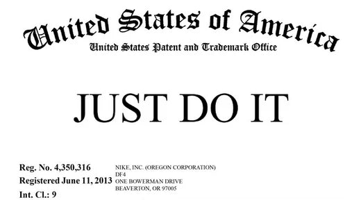 Nike slogan just do it trademark certificate